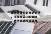 泰州快速排名网站方法,揭秘高效SEO策略,助您网站快速攀升 泰州快速排名网站方法,揭秘高效SEO策略,助您网站快速攀升