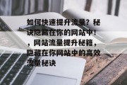 如何快速提升流量？秘诀隐藏在你的网站中！，网站流量提升秘籍，隐藏在你网站中的高效流量秘诀