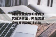 网站流量变慢的原因及其解决方法,网站流量变慢原因及解决方法 网站流量变慢的原因及其解决方法,网站流量变慢原因及解决方法