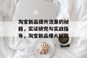 淘宝新品提升流量的秘籍,实证研究与实战指导,淘宝新品爆火秘籍 淘宝新品提升流量的秘籍,实证研究与实战指导,淘宝新品爆火秘籍