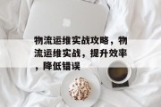 物流运维实战攻略,物流运维实战,提升效率,降低错误 物流运维实战攻略,物流运维实战,提升效率,降低错误