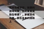 独家攻略学校，独狼的游戏攻略，你的未来道路在哪里？，掌握游戏攻略，赢在未来的道路上