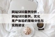 网站SEO案例分析,网站SEO案例,优化用户体验的策略分析与实践建议 网站SEO案例分析,网站SEO案例,优化用户体验的策略分析与实践建议
