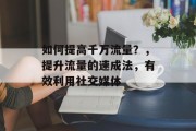 如何提高千万流量?,提升流量的速成法,有效利用社交媒体 如何提高千万流量?,提升流量的速成法,有效利用社交媒体