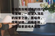 黑暗夜攻略游戏的技巧与策略，一段深入浅出的探索之旅，黑暗夜，攻略秘籍、战略布局，深度探索游戏大冒险