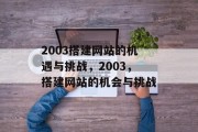 2003搭建网站的机遇与挑战,2003,搭建网站的机会与挑战