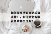如何提高搜狗网站垃圾流量?,如何避免谷歌首页被爬虫抓取? 如何提高搜狗网站垃圾流量?,如何避免谷歌首页被爬虫抓取?