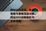 网站SEO资讯,优化策略与策略实施详解,网站SEO战略解析与实施指南 网站SEO资讯,优化策略与策略实施详解,网站SEO战略解析与实施指南