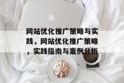 网站优化推广策略与实践，网站优化推广策略，实践指南与案例分析