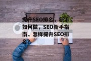 提升SEO排名,新手如何做,SEO新手指南,怎样提升SEO排名? 提升SEO排名,新手如何做,SEO新手指南,怎样提升SEO排名?