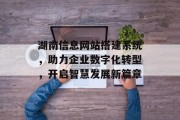湖南信息网站搭建系统,助力企业数字化转型,开启智慧发展新篇章 湖南信息网站搭建系统,助力企业数字化转型,开启智慧发展新篇章