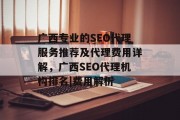 广西专业的SEO代理服务推荐及代理费用详解,广西SEO代理机构排名|费用解析 广西专业的SEO代理服务推荐及代理费用详解,广西SEO代理机构排名|费用解析