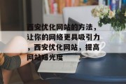 西安优化网站的方法，让你的网络更具吸引力，西安优化网站，提高网站曝光度