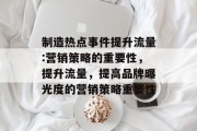制造热点事件提升流量:营销策略的重要性,提升流量,提高品牌曝光度的营销策略重要性 制造热点事件提升流量:营销策略的重要性,提升流量,提高品牌曝光度的营销策略重要性