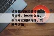 提升视频推流量技巧,从源头、转化到分享,实现专业视频传播,策略与方法