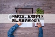 网站权重,互联网时代网站发展的核心动力 网站权重,互联网时代网站发展的核心动力