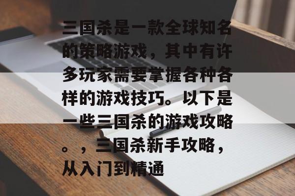 三国杀是一款全球知名的策略游戏,其中有许多玩家需要掌握各种各样的游戏技巧。以下是一些三国杀的游戏攻略。,三国杀新手攻略,从入门到精通 三国杀是一款全球知名的策略游戏,其中有许多玩家需要掌握各种各样的游戏技巧。以下是一些三国杀的游戏攻略。,三国杀新手攻略,从入门到精通
