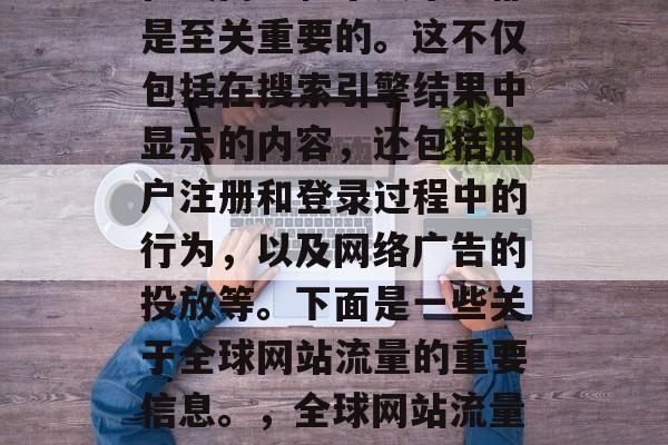 全球网站流量对于任何在线商业和个人来说都是至关重要的。这不仅包括在搜索引擎结果中显示的内容,还包括用户注册和登录过程中的行为,以及网络广告的投放等。下面是一些关于全球网站流量的重要信息。,全球网站流量的重要性,趋势、影响与应对策略 全球网站流量对于任何在线商业和个人来说都是至关重要的。这不仅包括在搜索引擎结果中显示的内容,还包括用户注册和登录过程中的行为,以及网络广告的投放等。下面是一些关于全球网站流量的重要信息。,全球网站流量的重要性,趋势、影响与应对策略