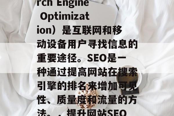 SEO 优化(Search Engine Optimization)是互联网和移动设备用户寻找信息的重要途径。SEO是一种通过提高网站在搜索引擎的排名来增加可见性、质量度和流量的方法。,提升网站SEO,从优化关键词开始 SEO 优化(Search Engine Optimization)是互联网和移动设备用户寻找信息的重要途径。SEO是一种通过提高网站在搜索引擎的排名来增加可见性、质量度和流量的方法。,提升网站SEO,从优化关键词开始
