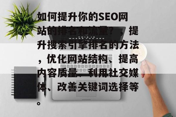 如何提升你的SEO网站的排名和流量?,提升搜索引擎排名的方法,优化网站结构、提高内容质量、利用社交媒体、改善关键词选择等。 如何提升你的SEO网站的排名和流量?,提升搜索引擎排名的方法,优化网站结构、提高内容质量、利用社交媒体、改善关键词选择等。