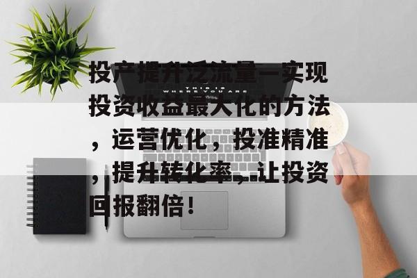 投产提升泛流量—实现投资收益最大化的方法,运营优化,投准精准,提升转化率,让投资回报翻倍! 投产提升泛流量—实现投资收益最大化的方法,运营优化,投准精准,提升转化率,让投资回报翻倍!